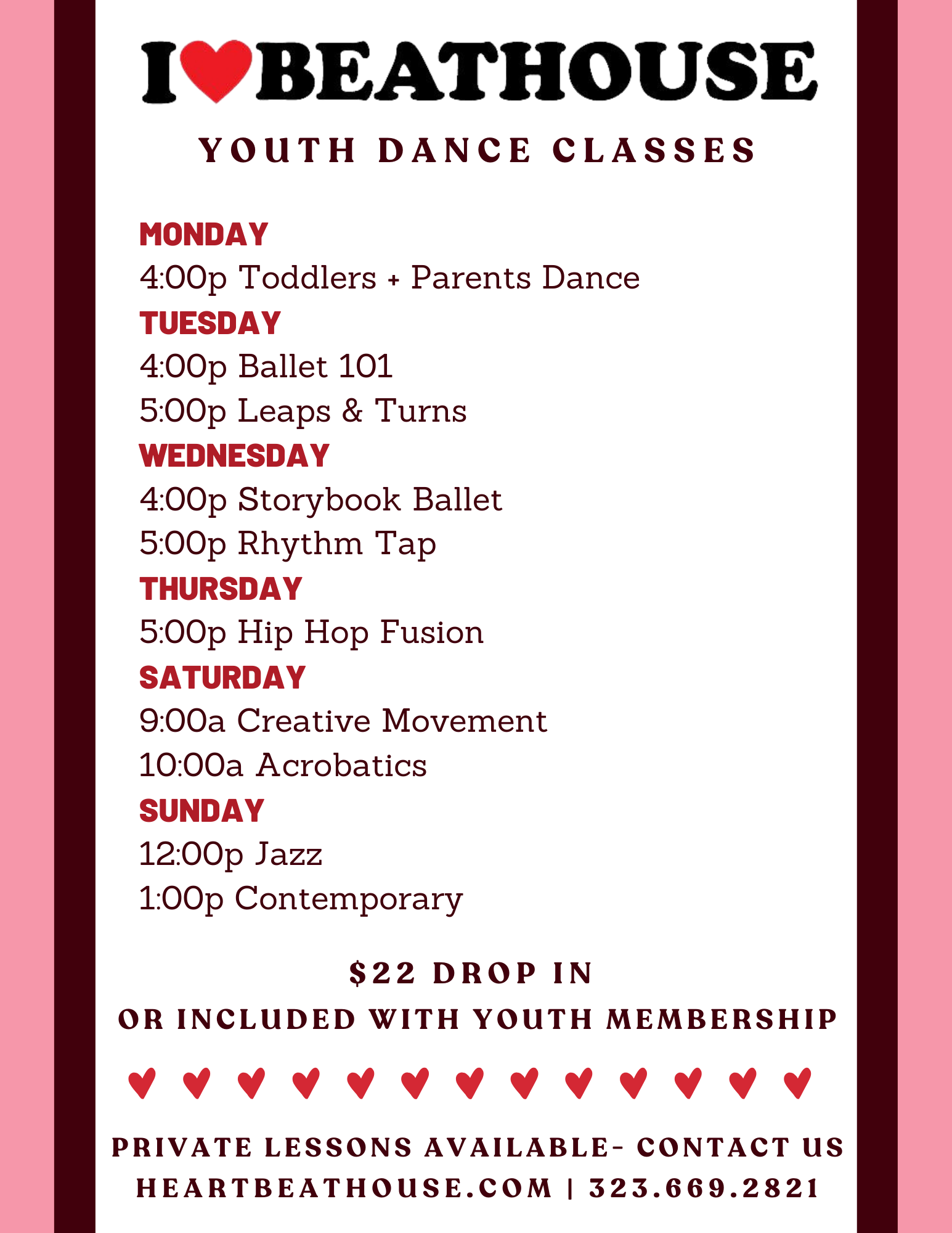 Youth Class Schedule