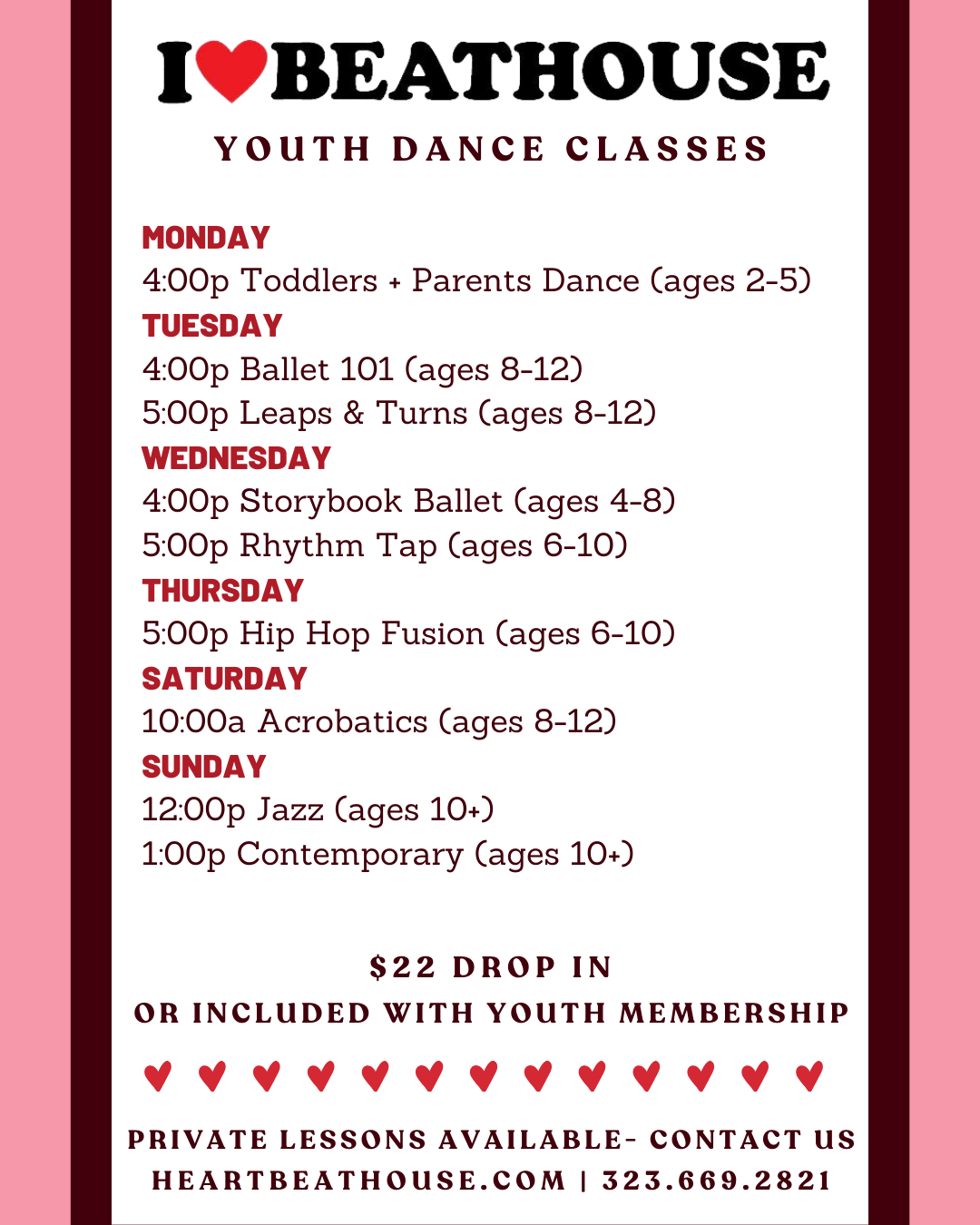 Youth Class Schedule